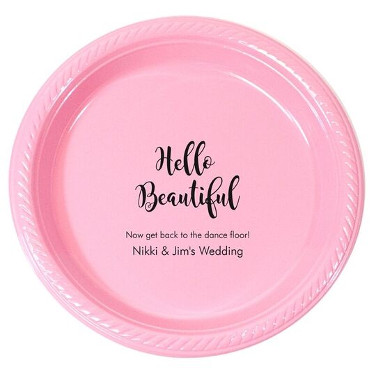 Personalized Hello Beautiful Plastic Plates